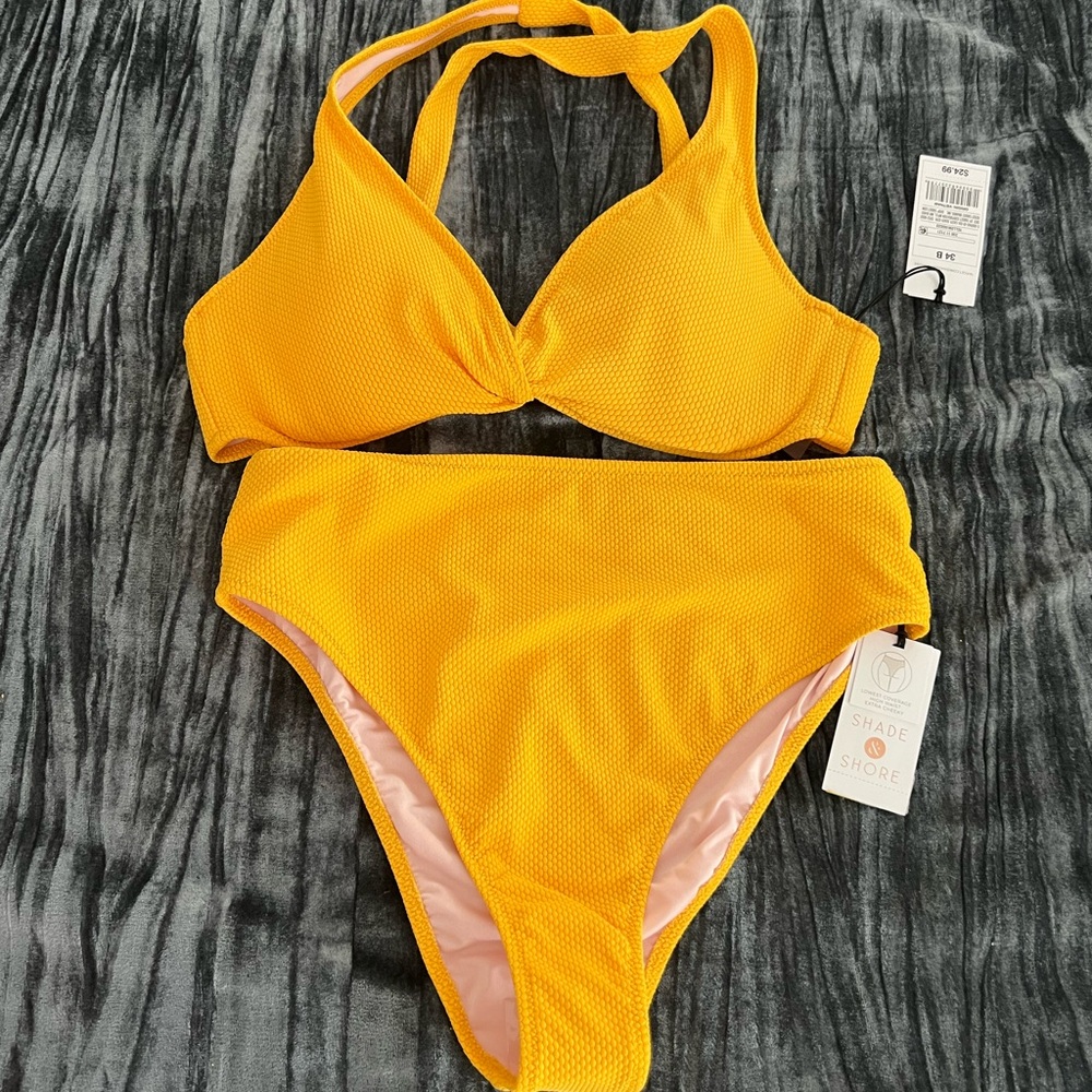 Shade & Shore Yellow Bikini Set Top 34B Bottoms S by Shades Shore